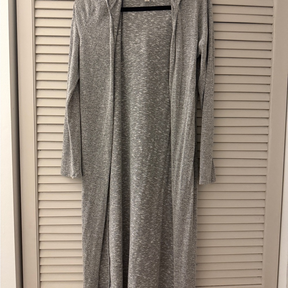 Gray Long Sleeve Maxi Cardigan